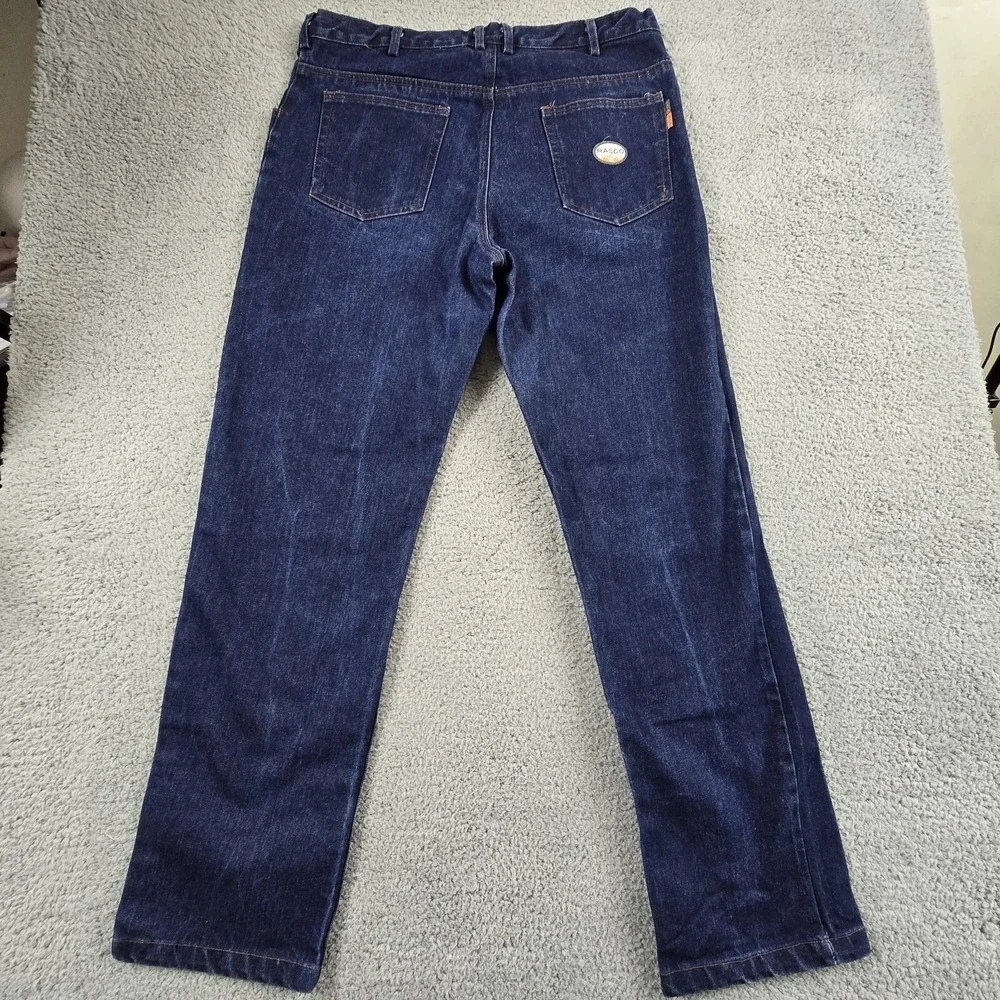 Rasco Mens 38X34 FR Flame Resistant Work Blue Jeans Dark‎ Wash - Picture 11 of 16